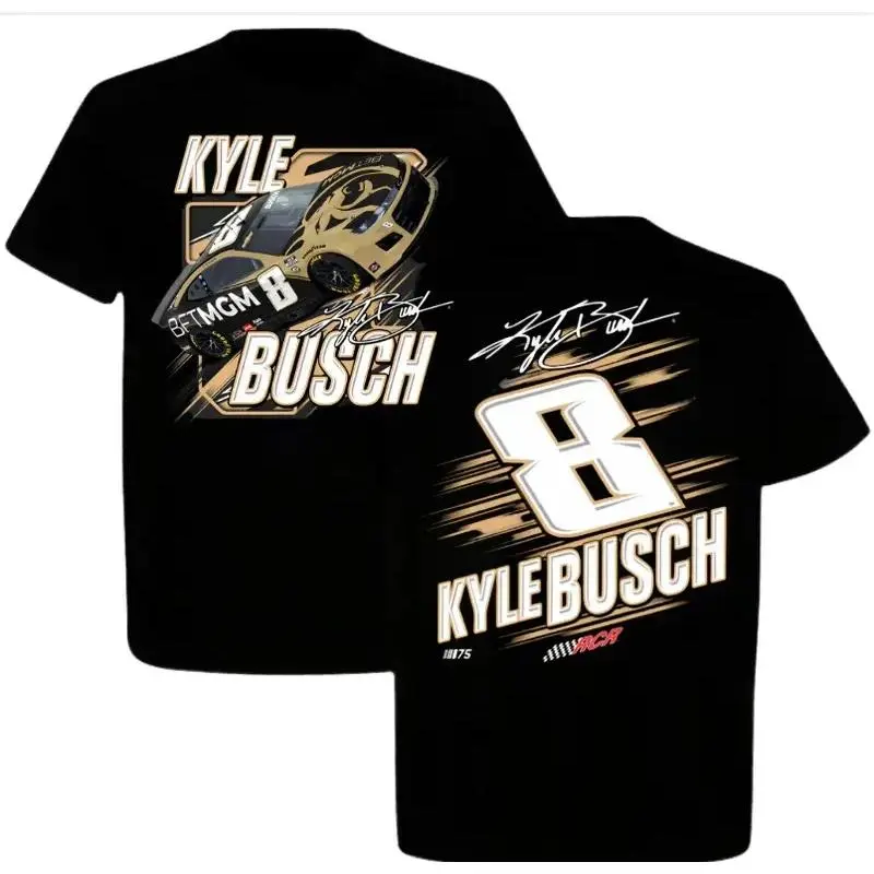 [Sale Up To 50%] Unisex Kyle Busch Tshirt, Nascar Tshirt, Racing Tshirt, All Star Nascar Tshirt, Classic Soft Cotton Crewneck T-Shirt 2 Sides Tee