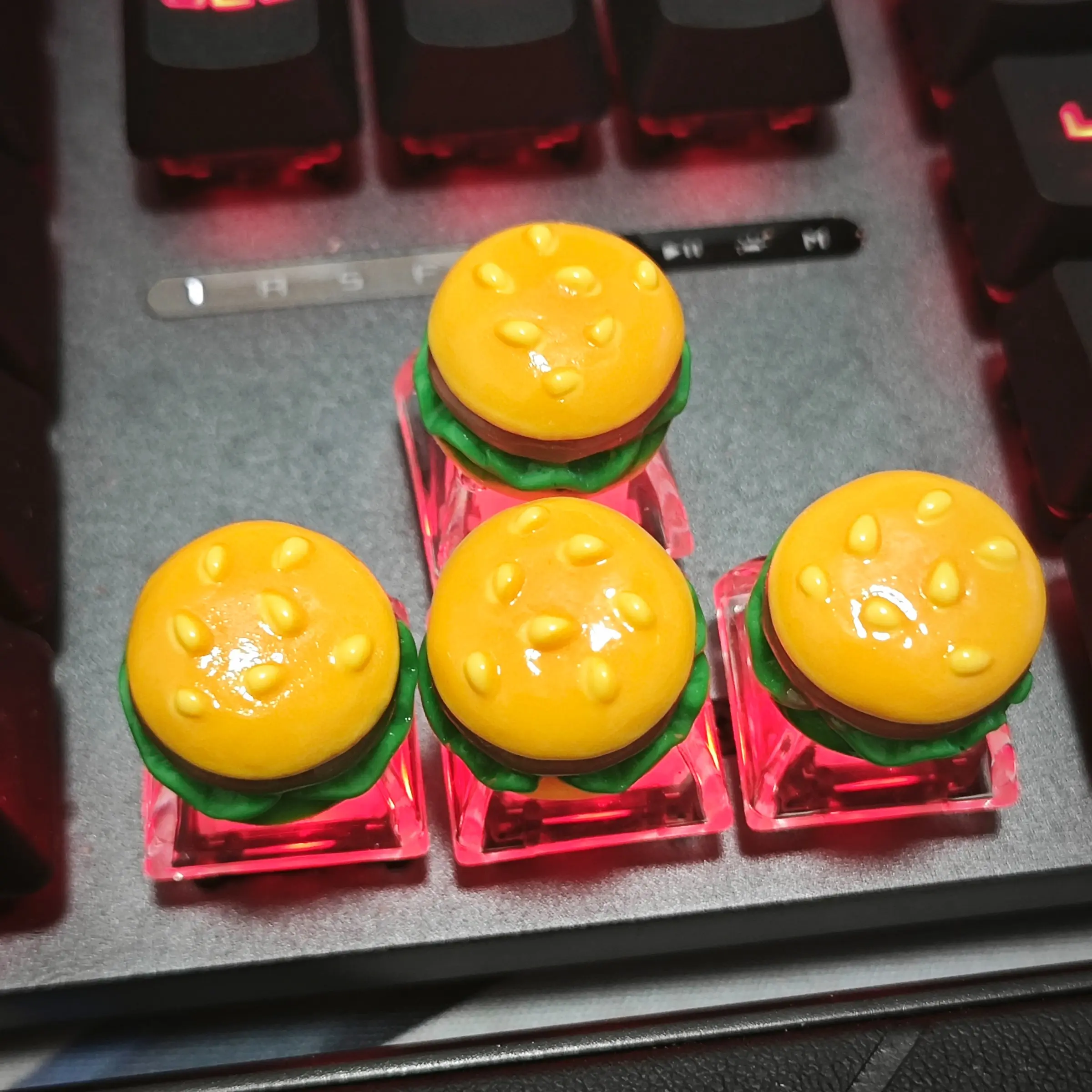 Simulation Food Keycaps, Burger Keycap, Puppy Burger DIY Keycap, Handmade Resin Keycap, Unique Creative Keyboard Accessories, Customizable Design