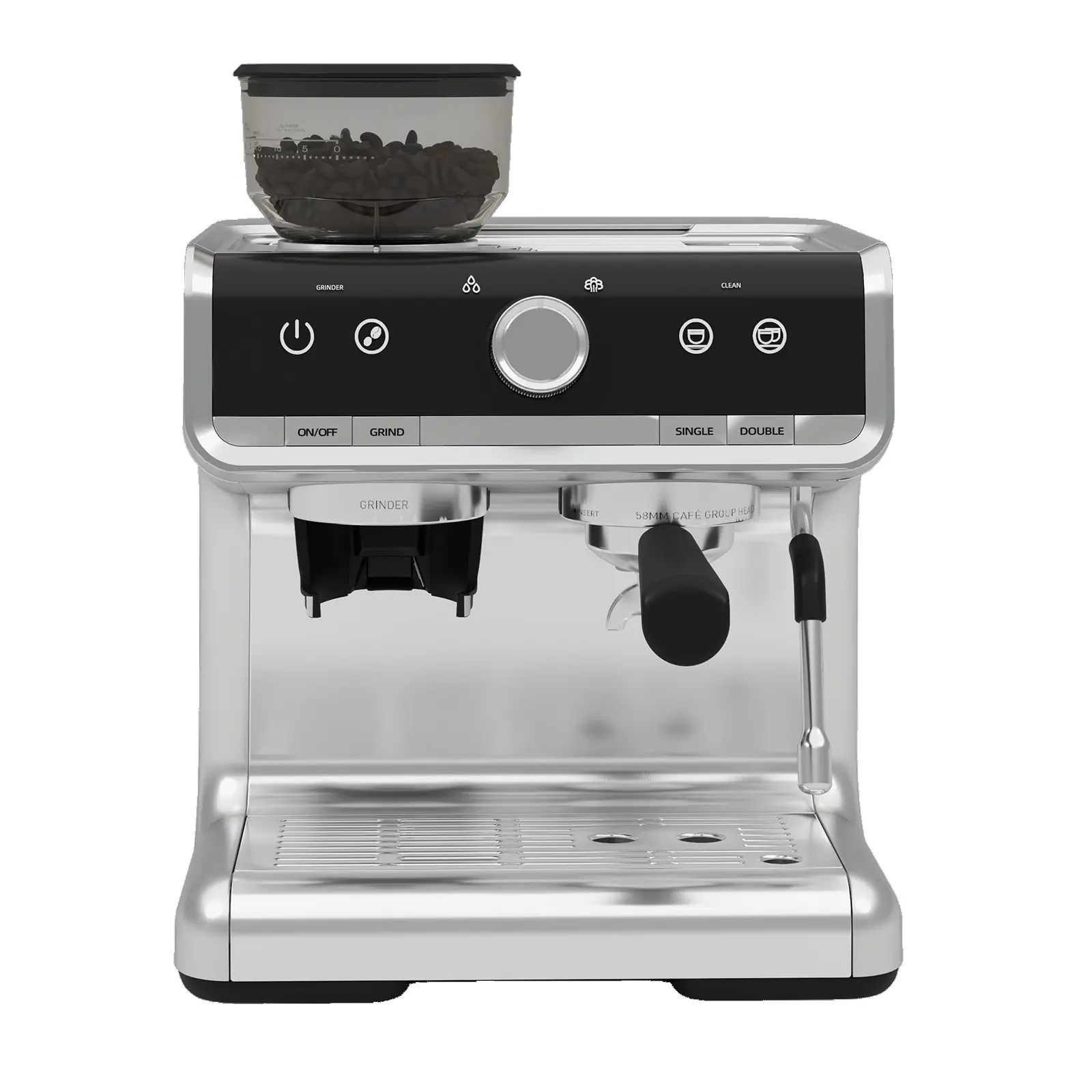 3-in-1 Espresso Coffee Maker 20 Bar, Built-in Grinder & Milk Frother Steam Wand, PID Temperature Control, 95oz Removable Water Tank