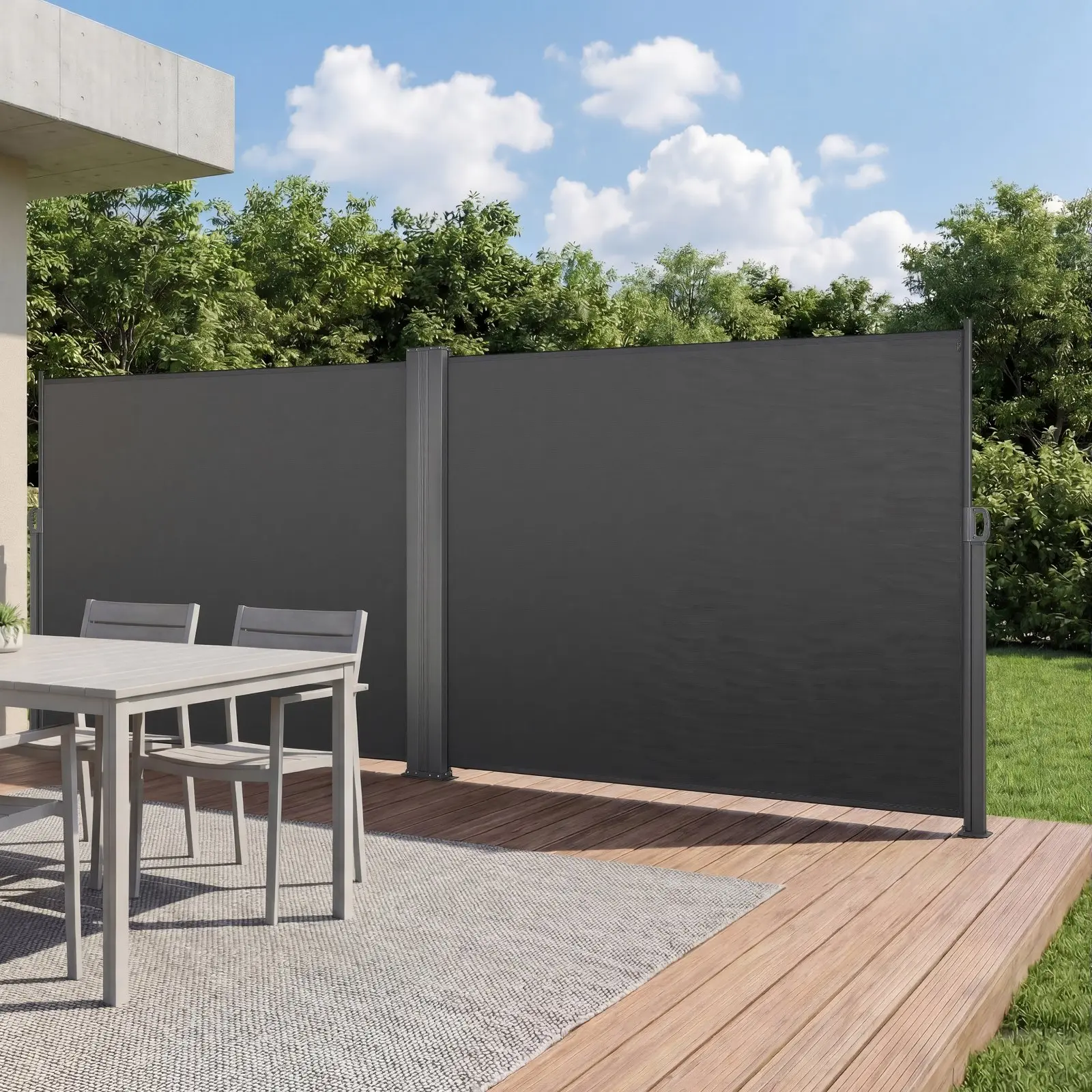 VEVOR Retractable Side Pull Awning h088-1, 71"x236" 180g/m² Polyester Patio Shade, Waterproof Sunshade Privacy Screen for Concrete/Deck, Garden Balcony (Gray)