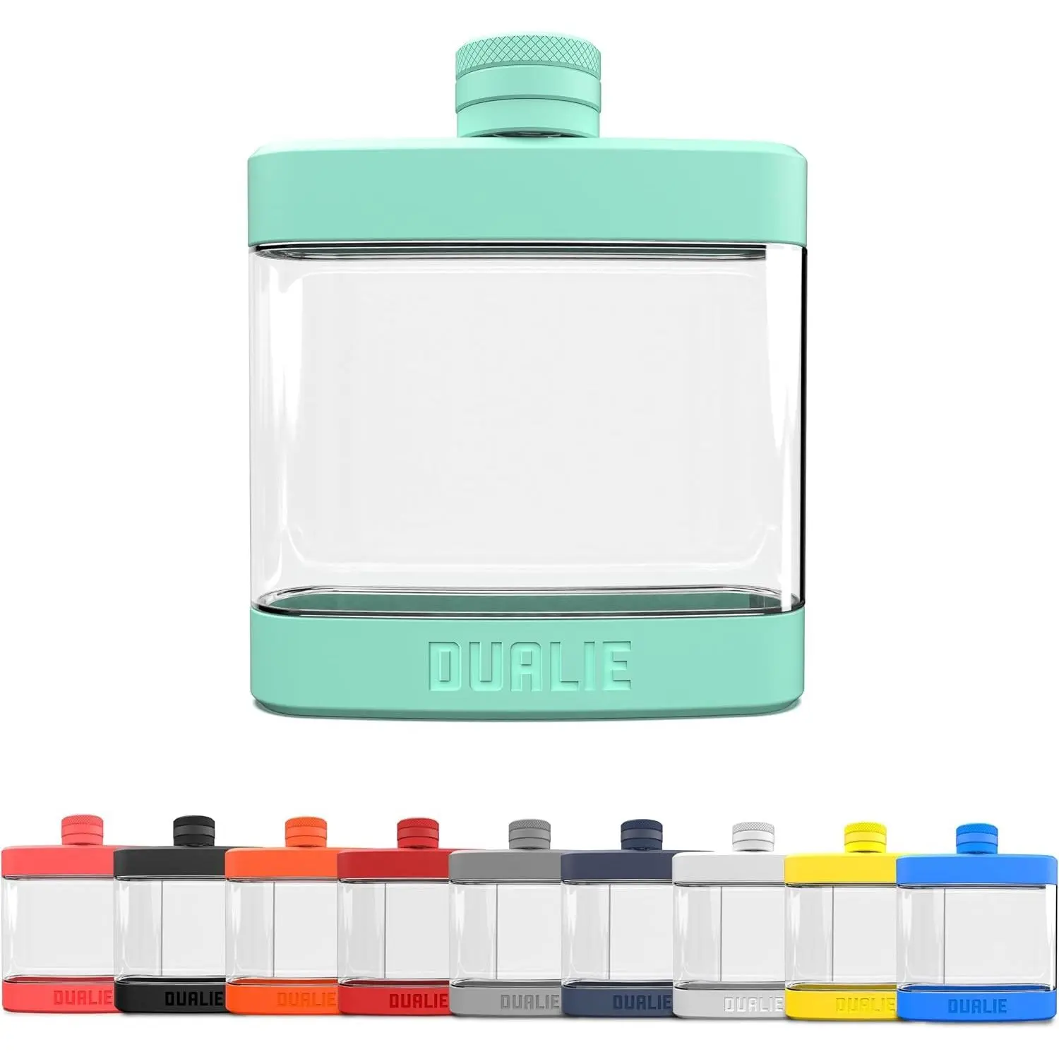 6 oz Hip Flask for Liquor - Undetectable Shatterproof Alcohol Flasks with Clear Tritan Plastic and Silicone Grip - Flask Gift for Men & Women - Seafoam