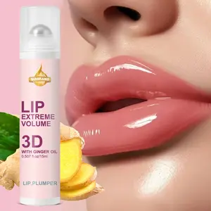 3D Lip Plumping Essence with Turmeric and Massage Roller, Instantly Fuller and Brighter Liquid Lip Gloss, Long-Lasting Shine, Soft and Smooth