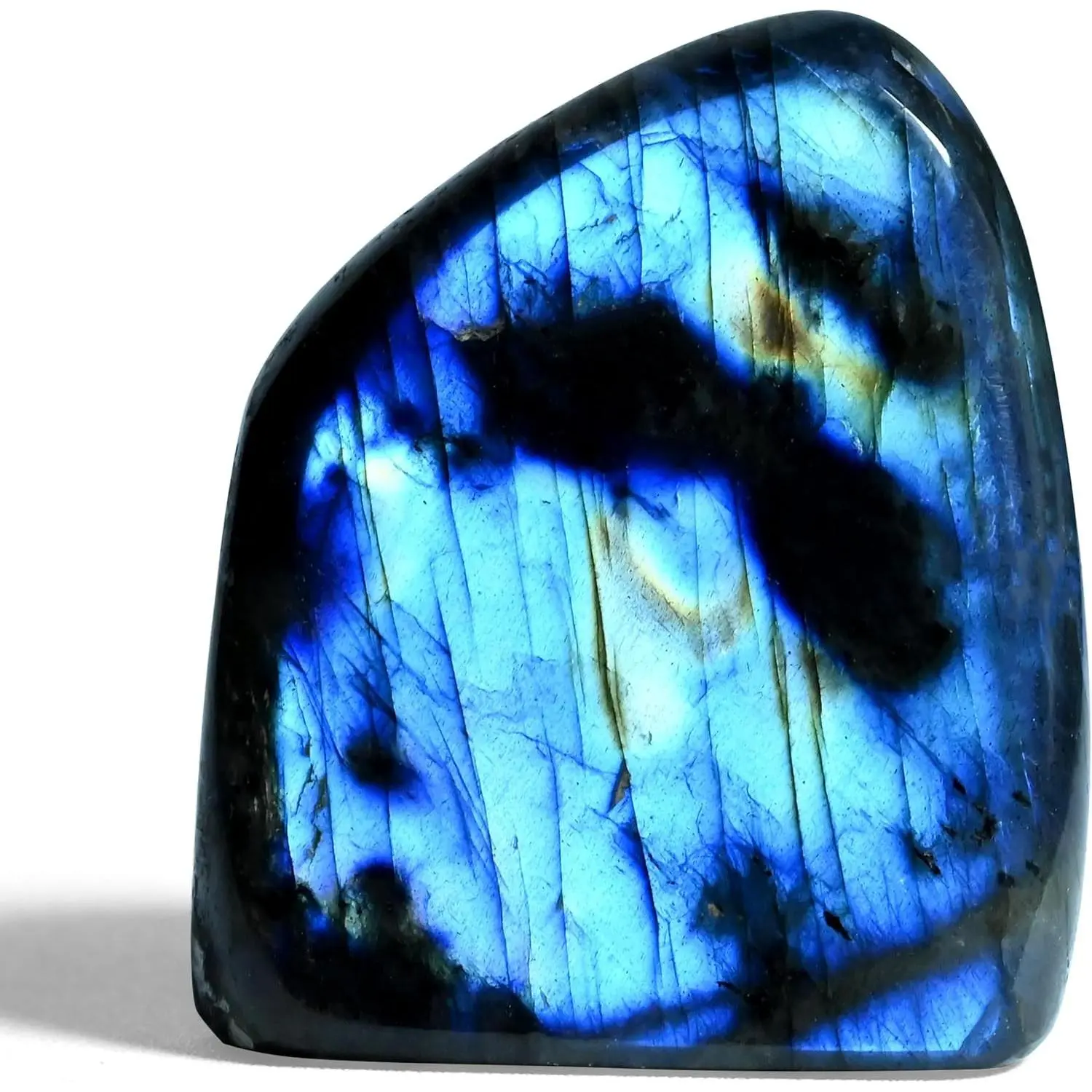 0.4-0.6lb Natural Labradorite Polished Stone,Gemstones Large Labradorite Stone Collectible Figurines with Vibrant Blue Flash for Healing, Meditation, Home Decor 1PC