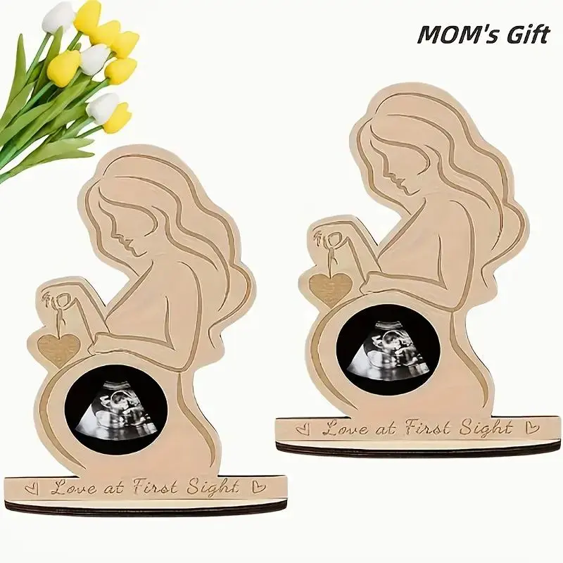 Wooden Pregnancy Photo Frame, 2 Counts/set Fetal Ultrasound Frame Memoirs, Desktop and Home Decor Items, Special Mother's Day Gifts