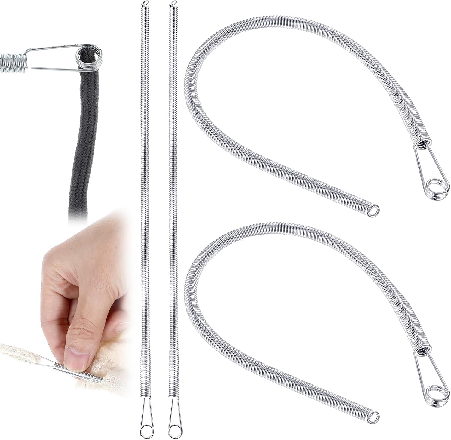 5 count Spring Loop Threader Tool with Rope Threader Clip, Elastic Drawstring Puller for Hoodies, Pants, Jackets and Sweatpants