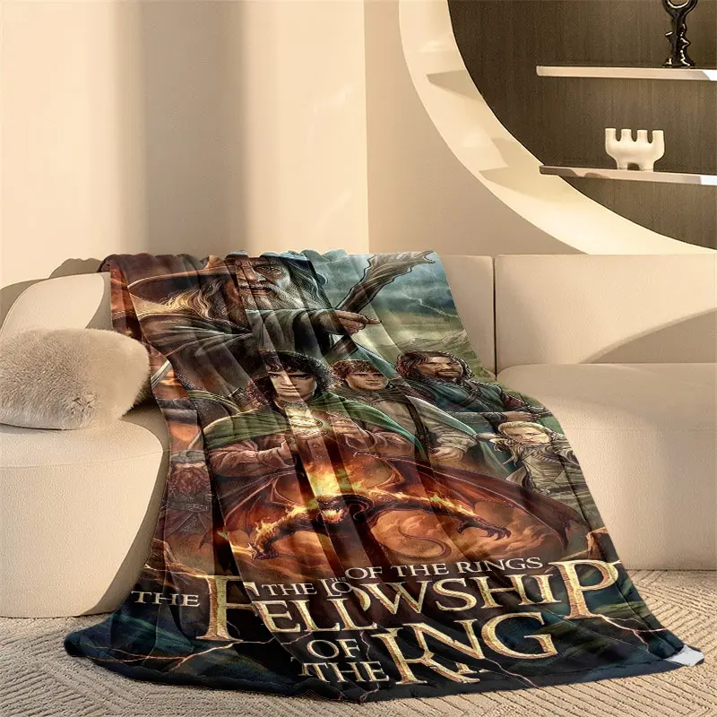 The Lord of The Rings: The Fellowship of The Ring Printed Throw Blanket, Soft Warm Cozy Nap Blanket with Multiple Specifications Available, Ideal for Office Nap & Home Sofa Couch Decor, Full Print, High-Quality Cotton