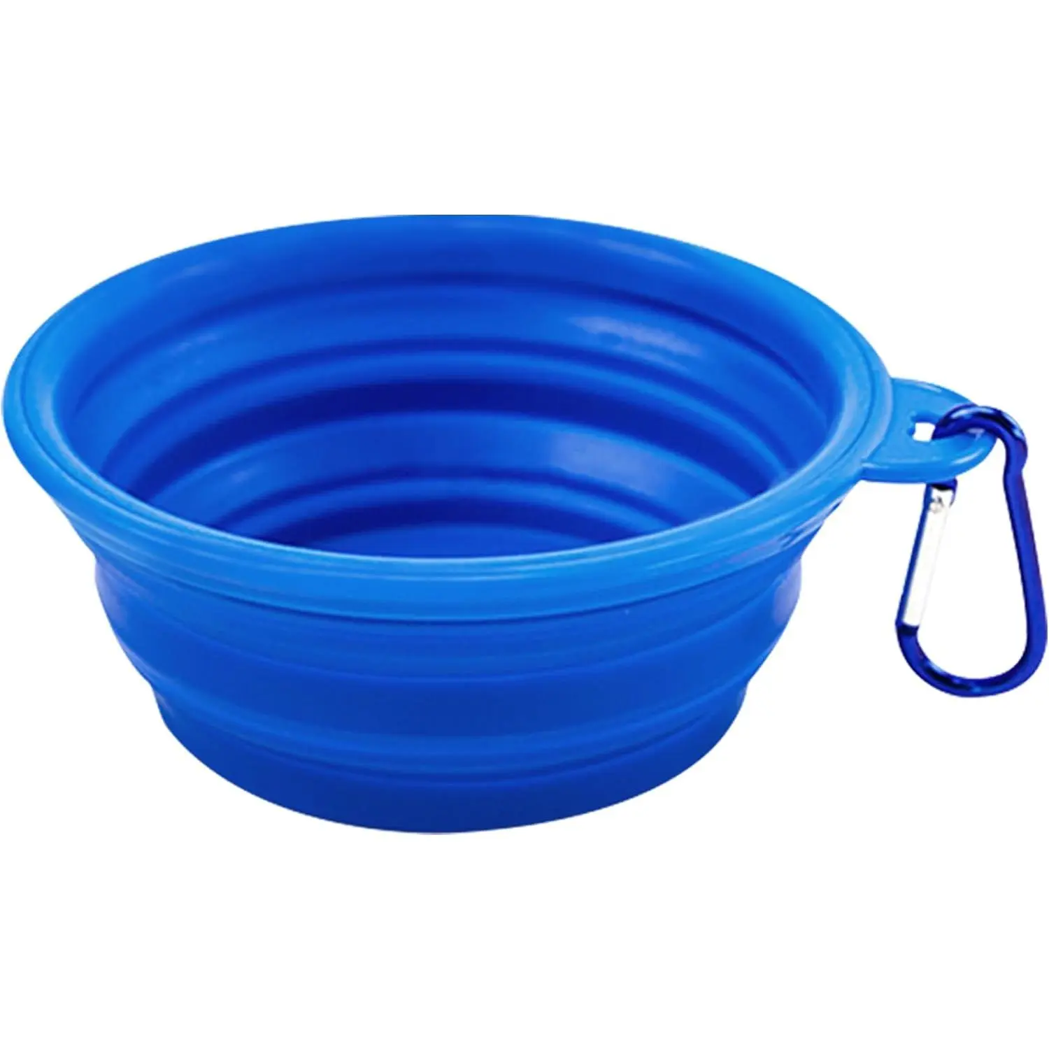 Large Collapsible  Bowls (34oz), 1 Pack  Travel Foldable Bowl with Carabiners, , Soft , Portable Essential Set for Walking, Travel, and Hiking (Blue)