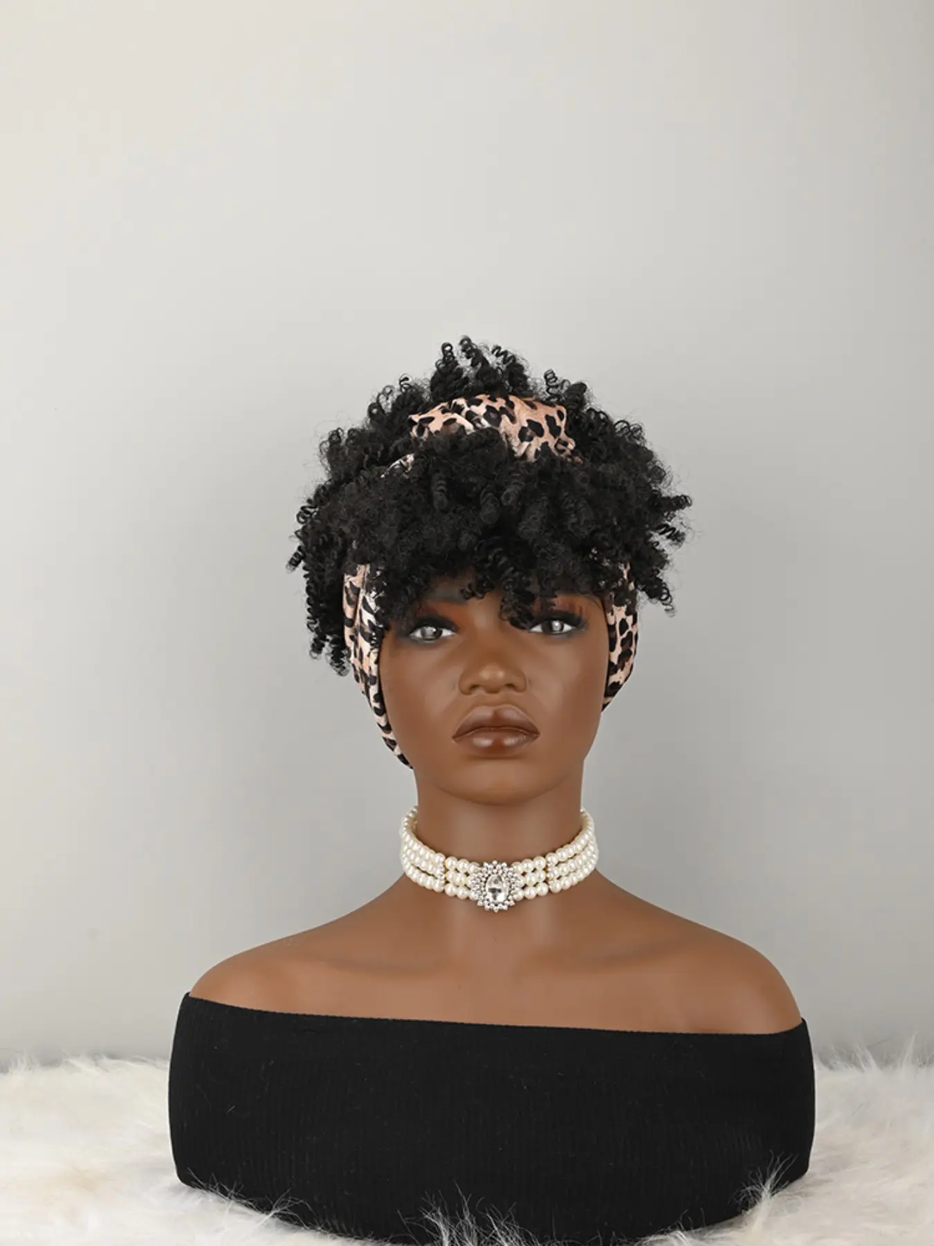 Women's Headband Wig, Afro Kinky Curly Design, Synthetic Short Hair, Headband Attached, Perfect for Daily Wear & Stylish Looks