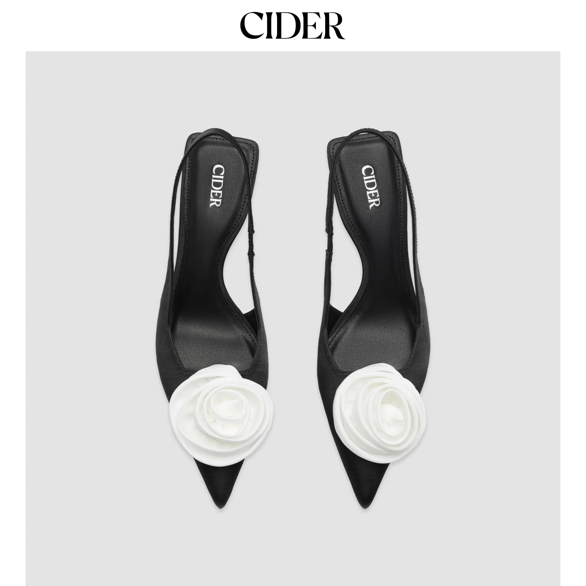 Cider ROSE SATIN SLINGBACK HEELS SohoChic