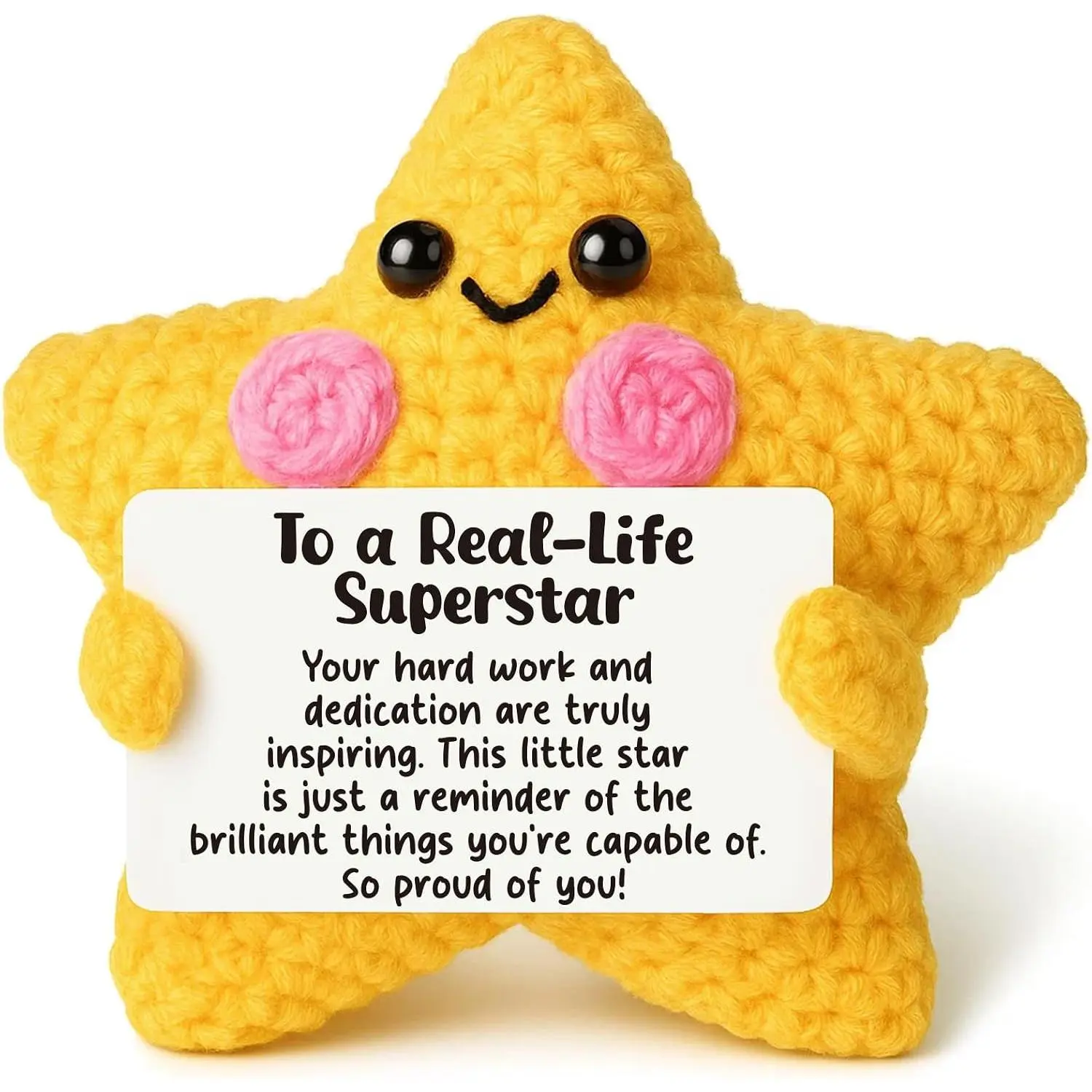 Crochet  Congratulations , Proud of You & Achievement  for Coworker & Student Graduation,  Job  Desk Buddy, Motivational Decor for Men Women, Christmas Stocking Stuffer