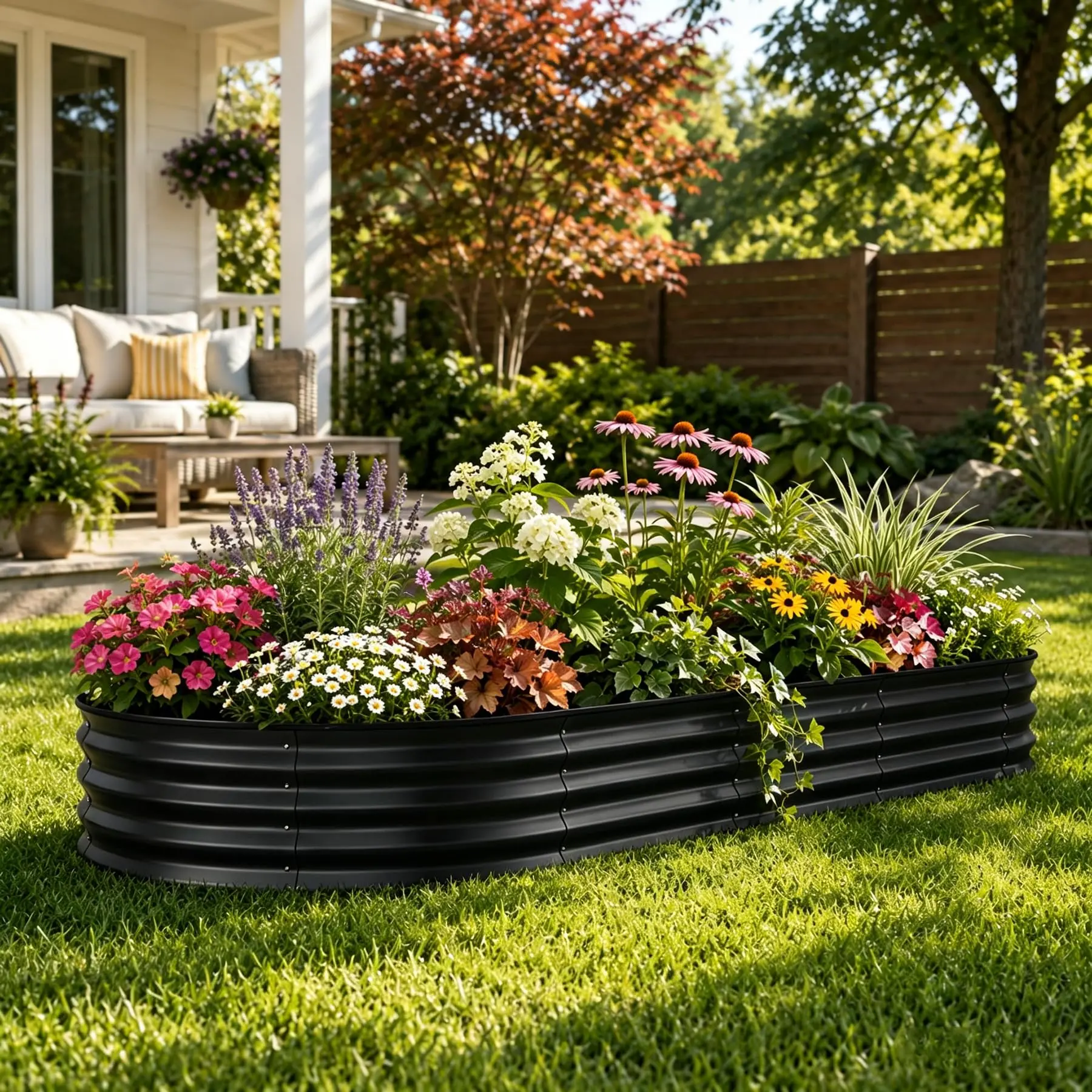【Garvee】8x4x1ft Galvanized Raised Garden Bed – Oval Metal Planter Box with Anti-Cut Safety Edges, 359 Gallons Capacity, Rust-Resistant Deep Root Planter – for Outdoor Vegetables, Flowers, Herbs – Beige