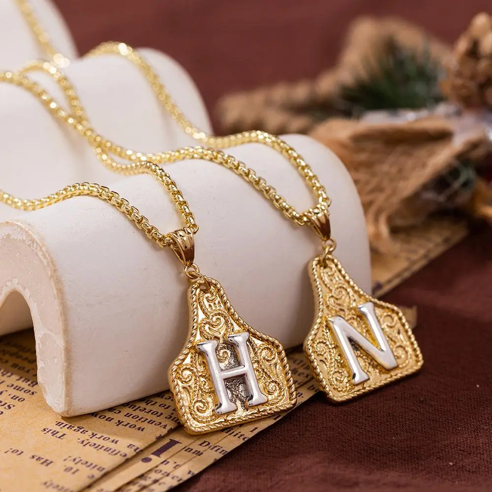 Unisex Initial A-Z Letter Pendant Necklace, 14K Gold Plated Geometry A-Z Capital Monogram Pendant Adjustable Chain Festivals, Birthdays, and Special Occasions Party Jewelry Holiday Gift