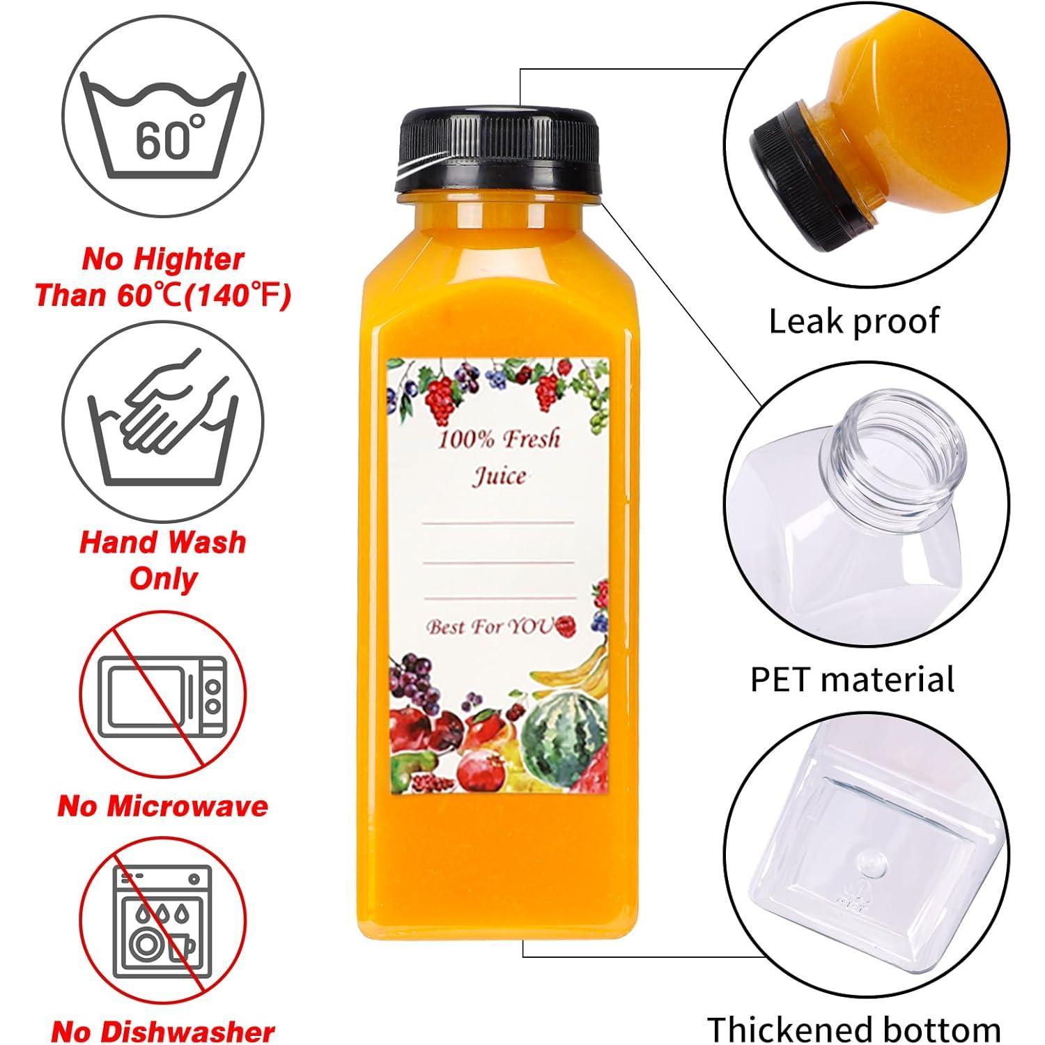 20 count 16oz Juice Bottles, Plastic Juicing Bottles with Caps, Clear Drink Containers with  for Drinking, Smoothie and Other Beverages