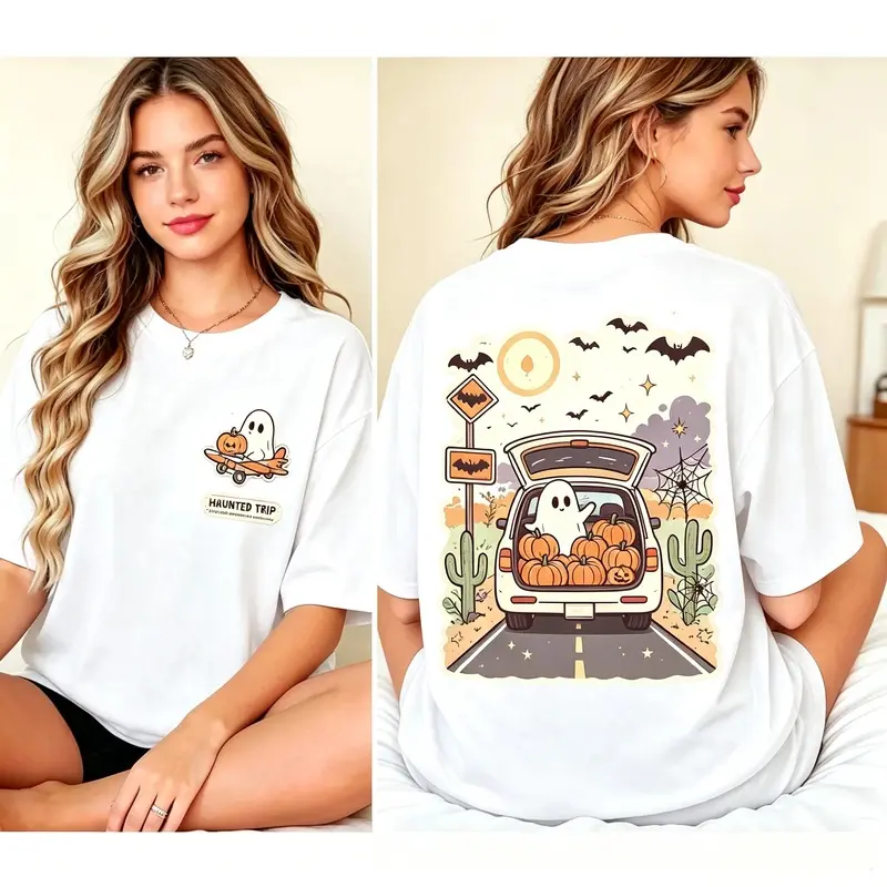 Ghost Road Trip Halloween Shirt, Spooky Ghost Highway Adventure Tee, Retro Fall Road Trip Ghost Tee, Halloween Camping Graphic Shirt, Wanderlust Spooky Season Tee, Gift For Travel Lover Halloween