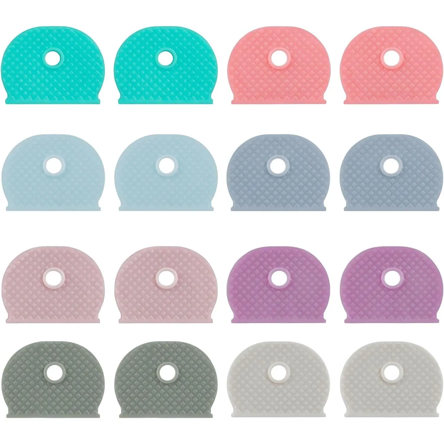 16 Pcs 1 Inch Soft Stretchy Key Covers Caps, Key Identifiers, Key Head Protectors for Standard House Keys, 8 Colors (Not Suitable for Odd-Shaped Keys)