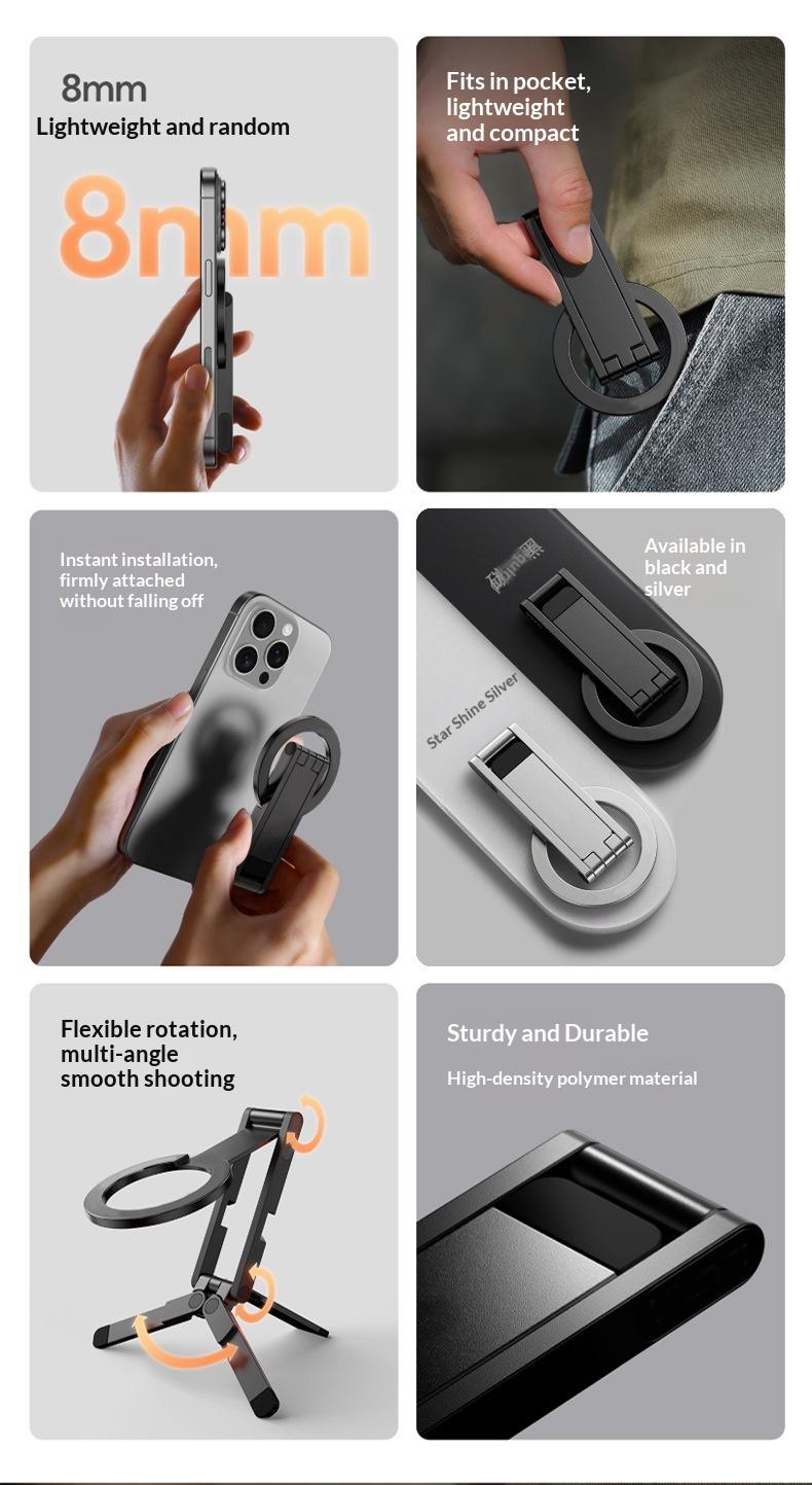 Cross-border new explosion magnetic tripod desktop folding mobile phone holder lazy portable folding live broadcast photo holder