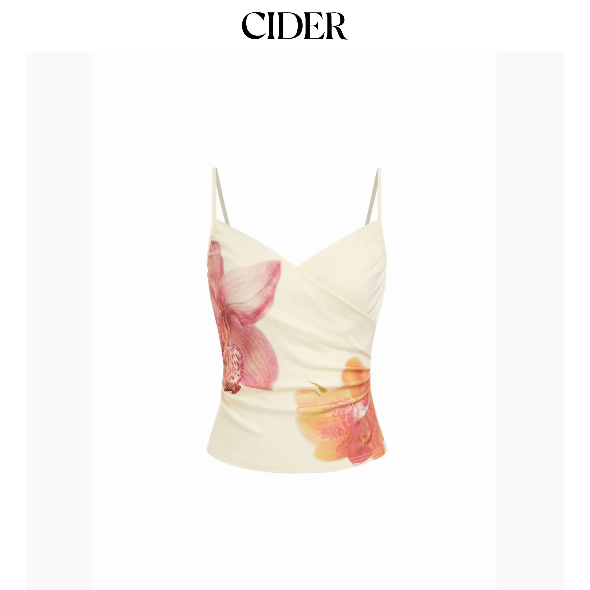 Cider Floral V-neck Ruched Wrap Cami Top