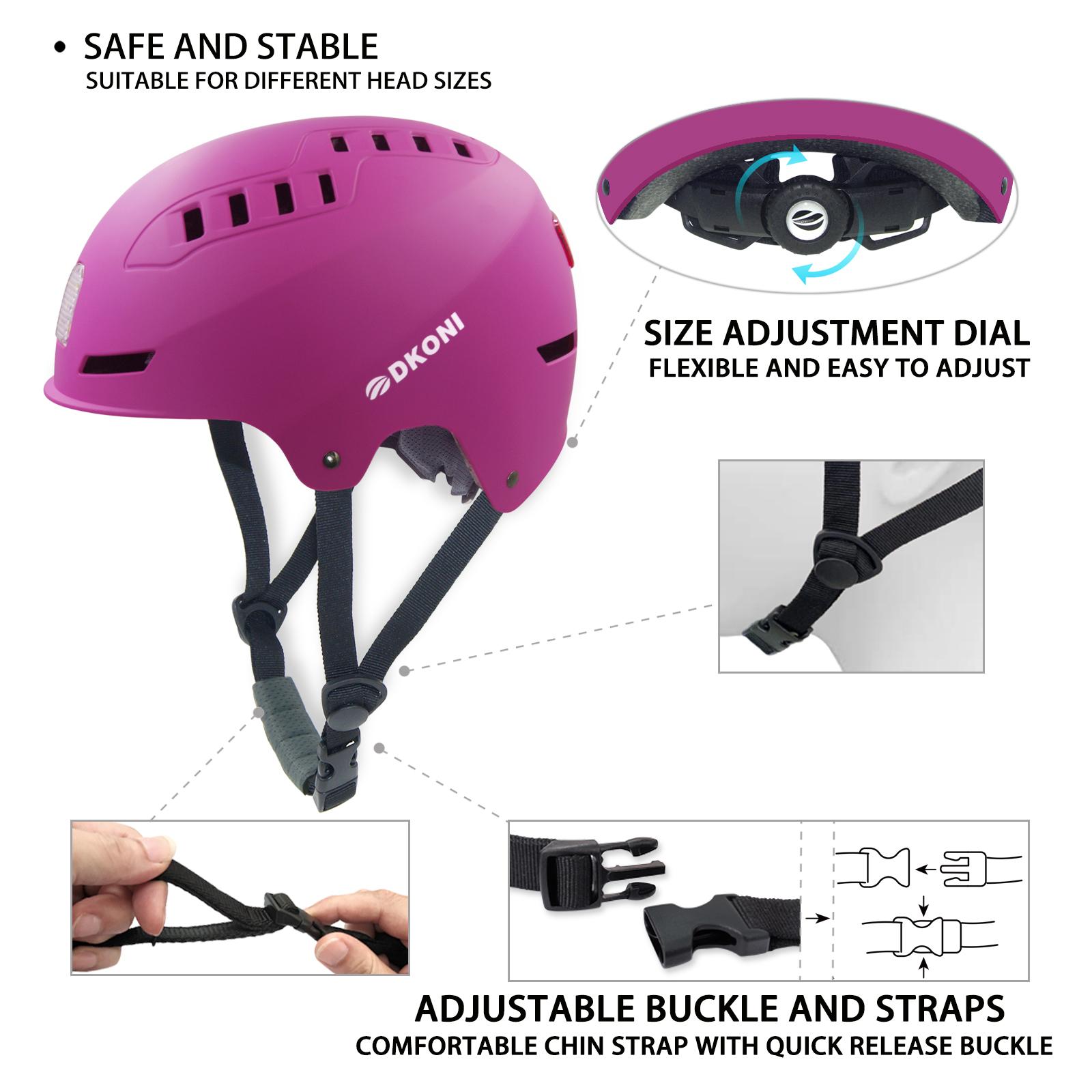 EBike Helmet with USB Rechargeable LED Lights - Adult Bicycle Commuter Helmet with Front & Back Safety Light