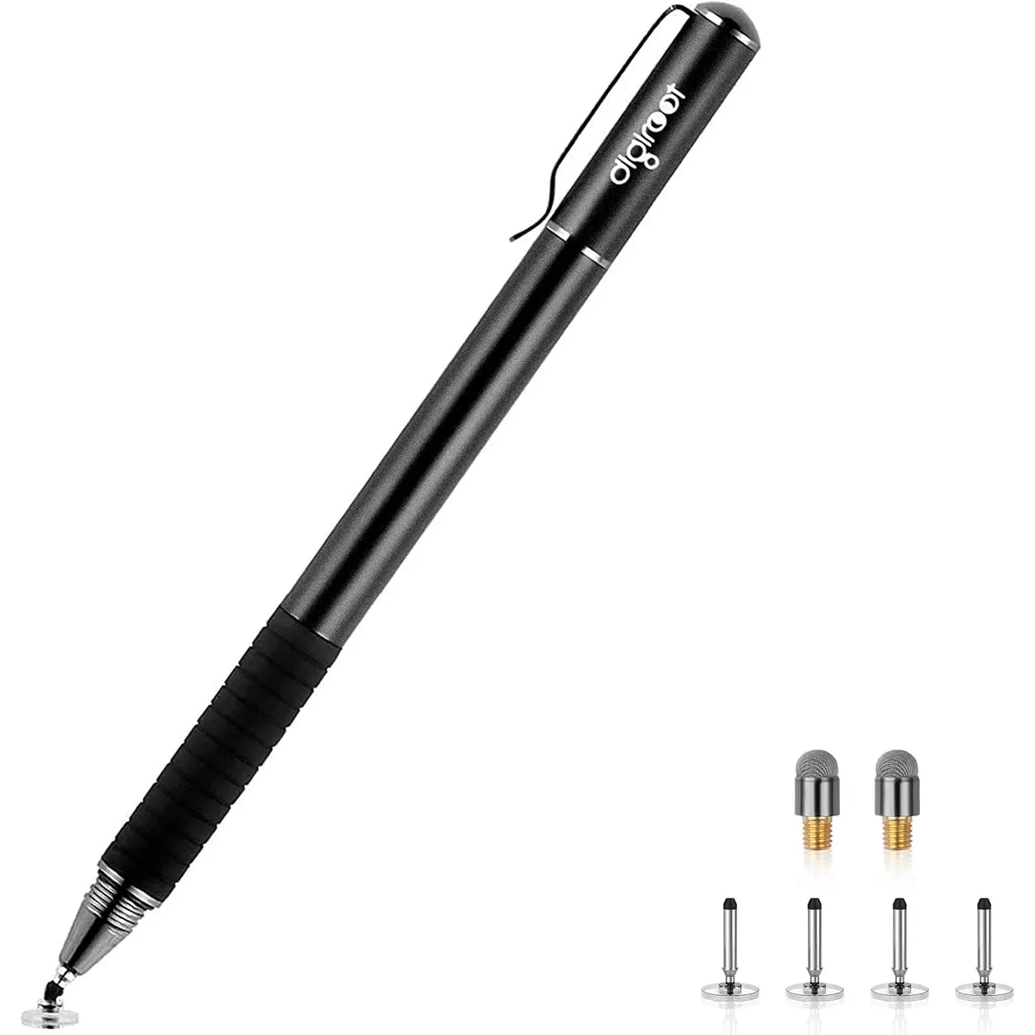 Stylus,[2-in-1] Disc Stylus Pens for   Screens Cell Phones, iPad, Tablets, Laptops with 6  Tips(4 Discs, 2 Fiber Tips Included) - (Black) | High Sensitivity, No , With 6  Tips(4 Discs, 2 Fiber Tips), Suitable for iPad////Tablet