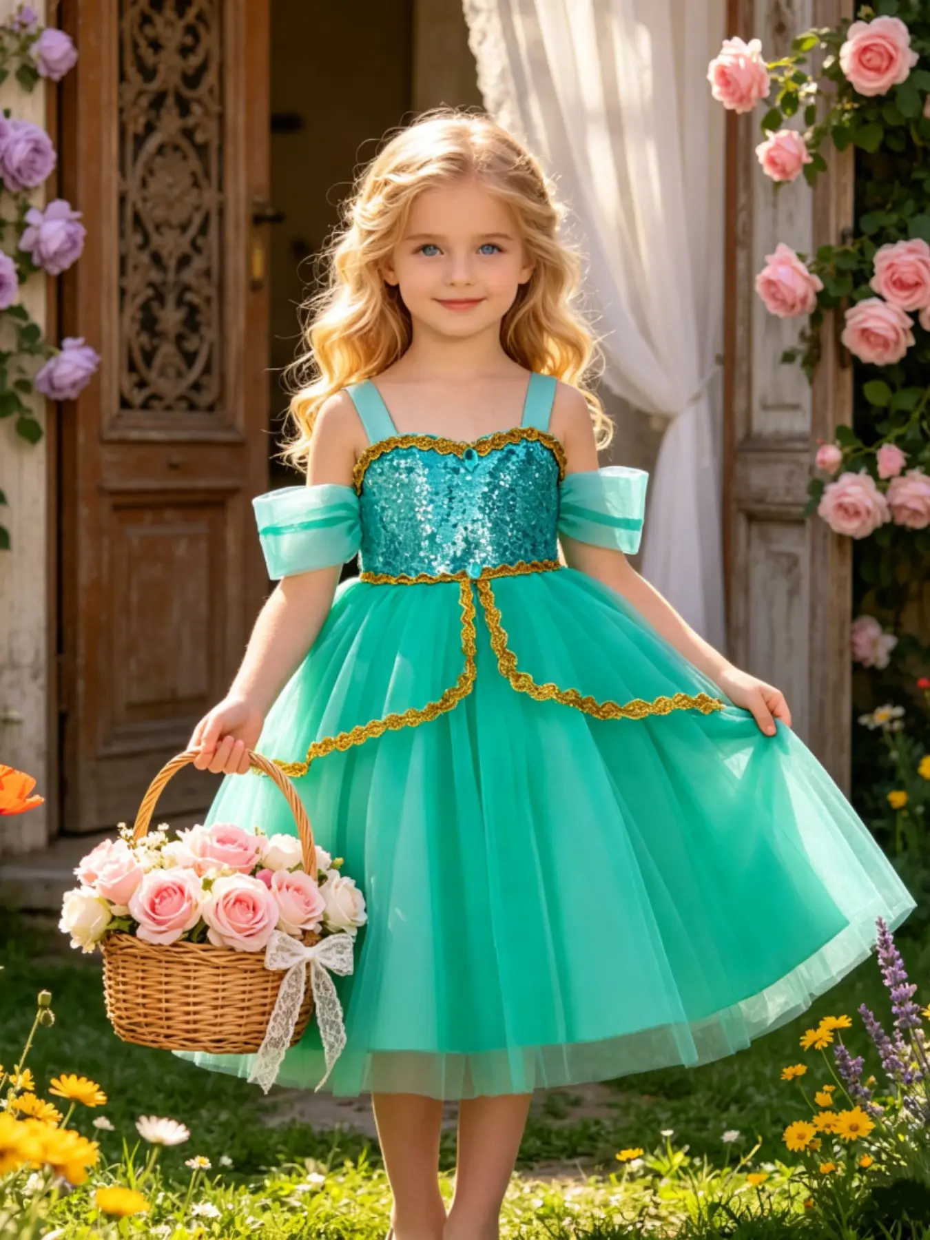 Girls' Princess Jasmine Costume for Parties Performance Outfit Children's Dancewear Girls' Princess Dress Party Costume