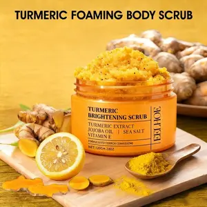 Turmeric Body Scrub - All-Natural Jojoba Exfoliator for Body, Face, Hand & Foot, Gently Moisturizes & Brightens Skin for All Skin Types