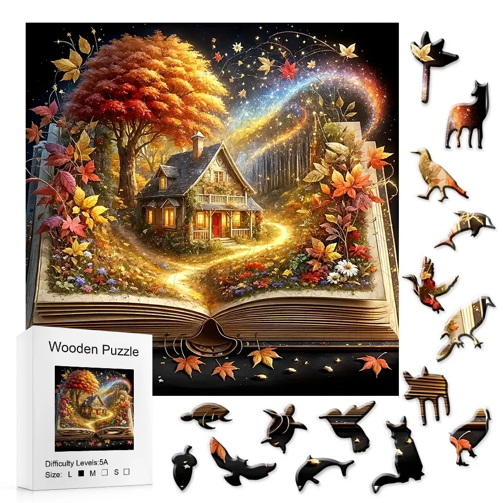 Magic World Fantasy Bookstore 3D Puzzle, Brain Teaser Puzzles, Mixed Colors Animal Pieces, Challenging Brain Teasers, Adults & Families, Birthday, Christmas Gift