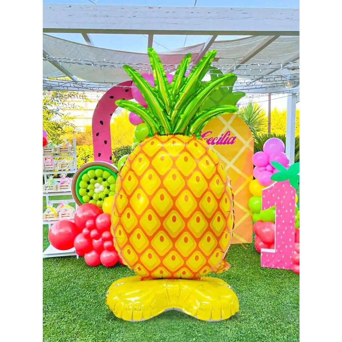 5pcs Oversized Stand-Up Pineapple Balloon, Summer Fruit Party, Suitable For Summer Wedding, Birthday, Hawaiian Theme Party, Beach Birthday Decor
