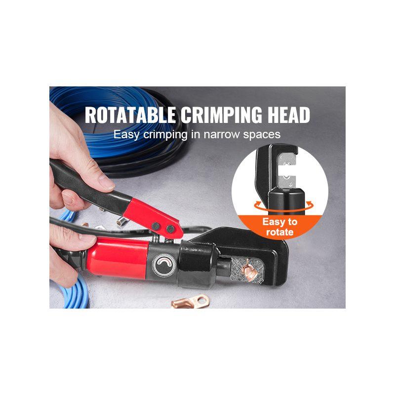 VEVOR Hydraulic Crimping Tool with 9 Sets of Dies AWG12-2/0 Copper And Aluminum Terminal Battery Lug Crimper, with a Cutting Pliers, Gloves, 5pcs Copper Ring Connectors, 8pcs Heat Shrink Sleeves VEVOR Hydraulic Crimping Tool with 9 Sets of Dies AWG12-2/0 Copper And Aluminum Terminal Battery Lug Crimper, with a Cutting Pliers, Gloves, 5pcs Copper Ring Connectors, 8pcs Heat Shrink Sleeves