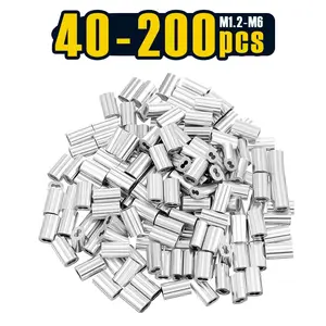 40-200 pcs, M1.2-M6 Sizes Cable Ferrule Wire Rope Sleeves Loop Sleeve Aluminum Crimping Loop Sleeve Cable Crimp Kit