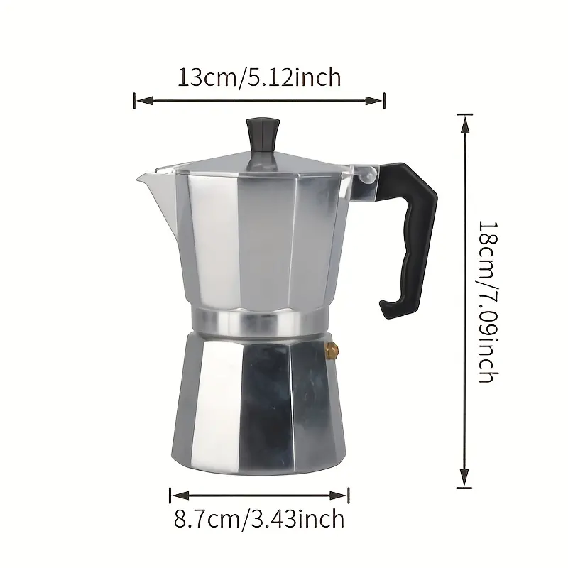 Manual Espresso Machine - No-Electricity Stovetop Brewer with Retro Look, Compatible with Gas & Electric Stoves, Portable Home Coffee Maker for Camping Travel, Brews Authentic Italian Cappuccino Latte, Durable Construction, Espresso Brewer, Classic Shape