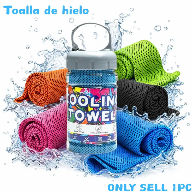 A cold sweat towel that you can use anytime, anywhere! Reusable soft absorption cooling portable, cooling towel bottle microfiber quick drying breathable neck and face microfiber rock during exercise