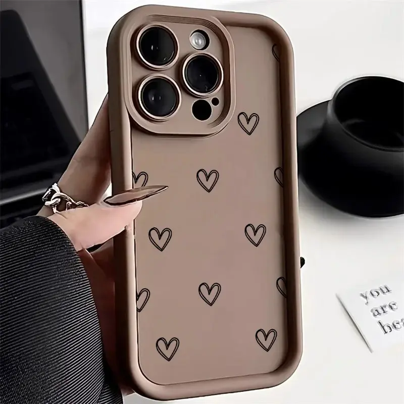Simple Love Heart  Silicone protective case Cover for iphone 17 phone case 16 pro max 15 Plus 14 13 12 11 and Samsung S26Ultra S25Plus S24 S23 S22