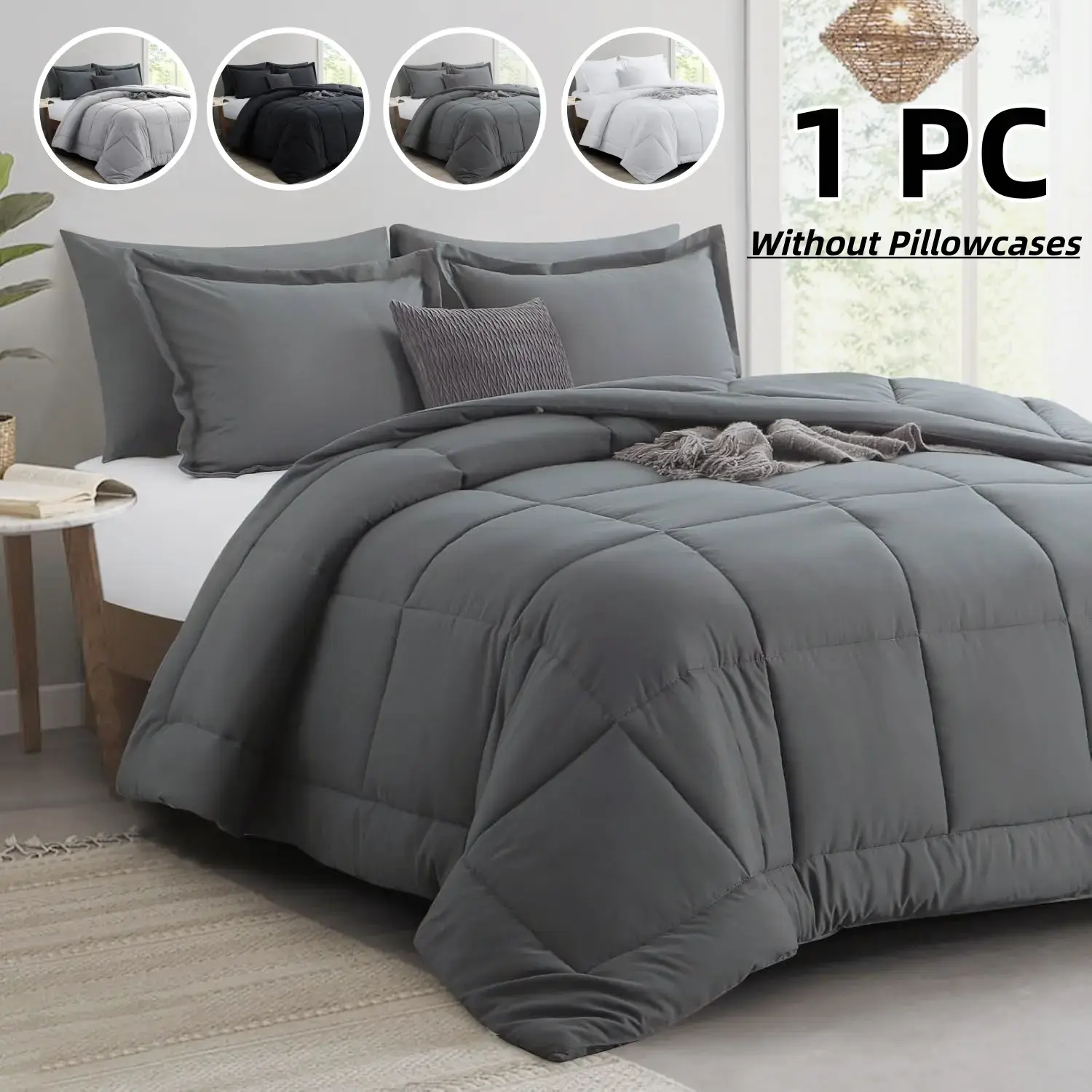 Pure Color Plaid Quilted Blanket 200g Plaid Pattern Blanket, Ultra Soft Breathable Down Alternative, Luxury Hotel Style Washable Bedroom Warmth, Soft Comfy Blanket