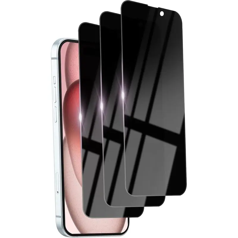 3 Pack Privacy Screen Protector for iPhone 17 Pro Max 17 Air 16 15 14 13 Pro Max Plus Pro Tempered Glass 6.1inch Private Saver Anti-Spy Eye Protection Anti-Scratch Full Coverage for iphone 17 Pro Max