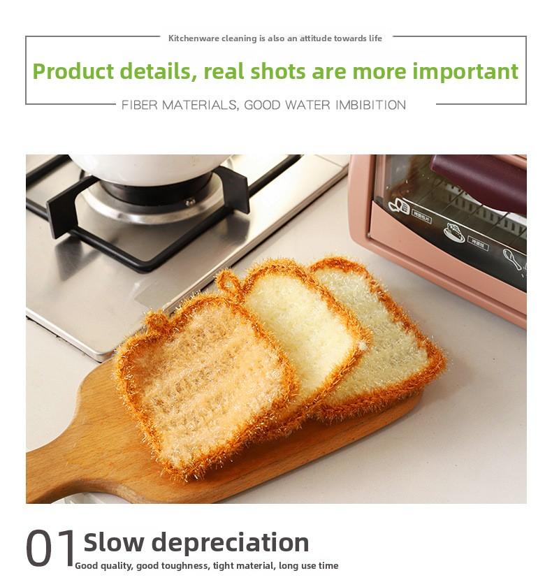 [3-Pack] Korean Imitation Bread Dish Towels, Polyester Dish Cloths, Non-Scratch Cleaning Cloths, Kitchen Rags