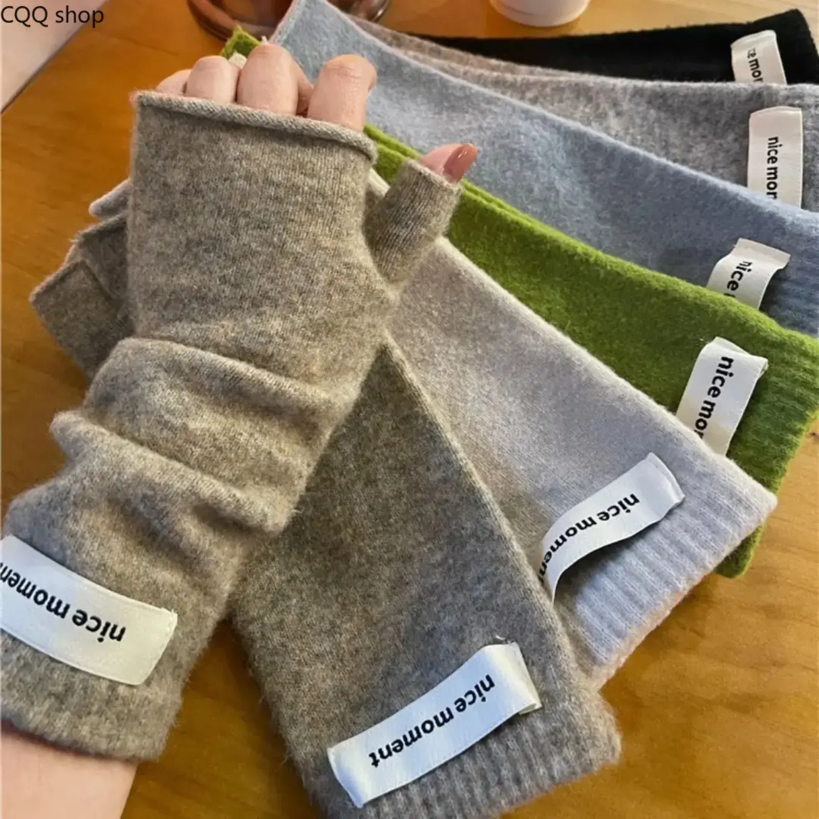 Women's Seamless Knit Half-Finger Gloves - Korean Fashion Gloves, Autumn-Winter Cold-Hardy Imitation Cashmere Fashion Accessories, F-Tip, Flexible, Form-Fitting, F-Tip Women's Gloves