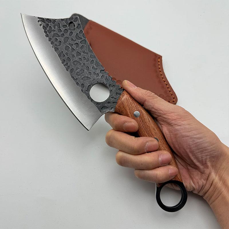 Premium Stainless Steel Forging Meat Cleaver and Bone Knife, Wooden Handle, Ideal for Home Cooking, Camping, BBQ, Festival Use, Stainless Steel Knives