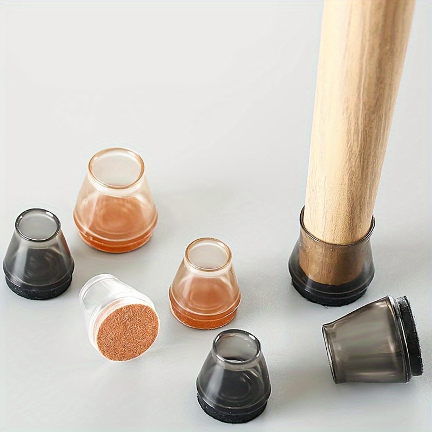 Silicone Chair Leg Protector, 12/24pcs Transparent Round Chair Leg and Table Base Covers with Non-Slip Felt Pad for Floor Protection, Home Furniture Protection Supplies