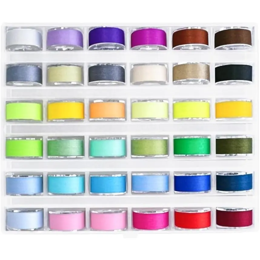 36 count Bobbins and Sewing Threads with Bobbin Case,  Colors Sewing Thread Set, Pre- Bobbins Set for Embroidery and Sewing Machine