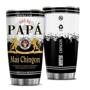 Funny Mexican Heritage 20oz Travel Mug |     "Soy El Papá Mas Chingon" Father's Day Gift for Husband Tío Grandpa, Best Badass Mexican Dad Present, Stainless Steel Drinkware for Daily Work Commute