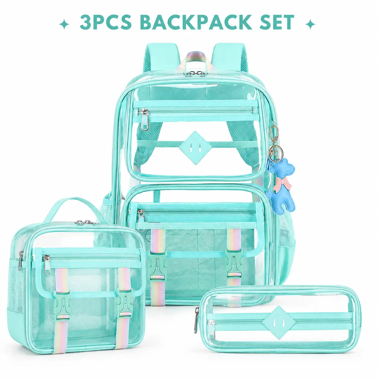 Clear Backpack Butterfly Heavy Duty Transparent Bookbag Teen Girlish Cute Bag Large Capacity See Through Backpacks Stadium Approved Daypack for Middle School College Sport/Travel