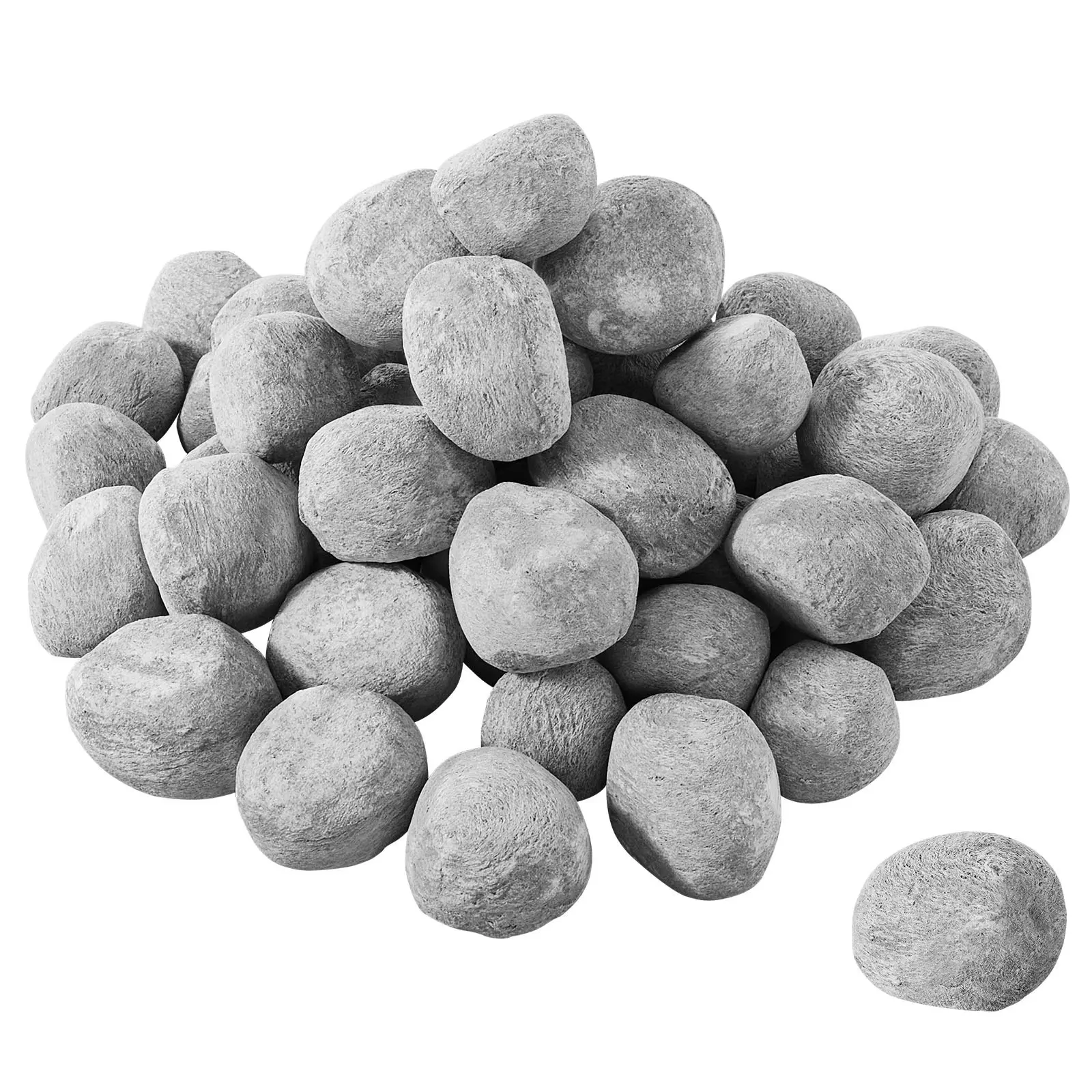 VEVOR Round Ceramic Fire Pebble Stones, 1-2 in 48 Pcs Gas-Friendly Lava Rocks, Reusable Dual-Use Warmth Source for Fireplace, Propane Fire Pit, Courtyard