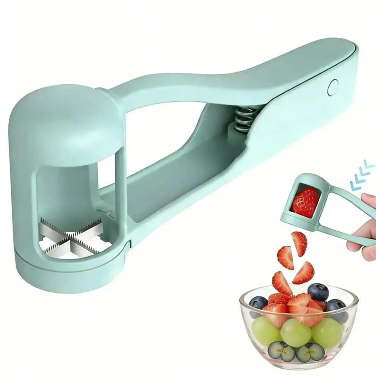 Stainless Steel Grape Cutter Tool - Kid-Safe Safety Handheld Utensils for Kitchen Vegetable Fruit Prep, Strawberries, Cherry Tomatoes, Vegetable Fruit Utensils, Kitchen Fruit Utensil