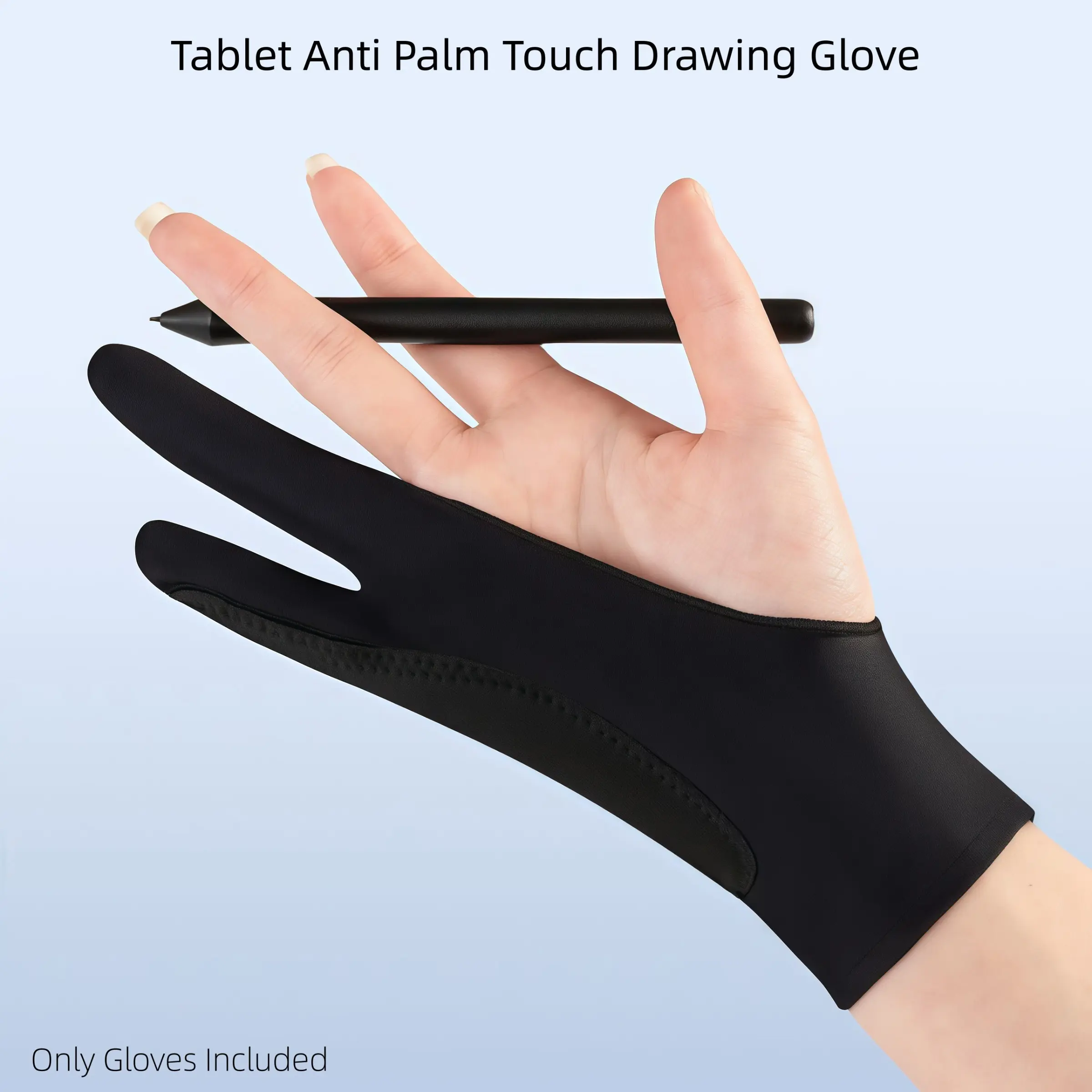 2 Pack Two-Finger Drawing Gloves, Anti Palm Touch & Smudge Guard, Elastic Breathable Fabric, Fits Left & Right Hand, for iPad & Tablets