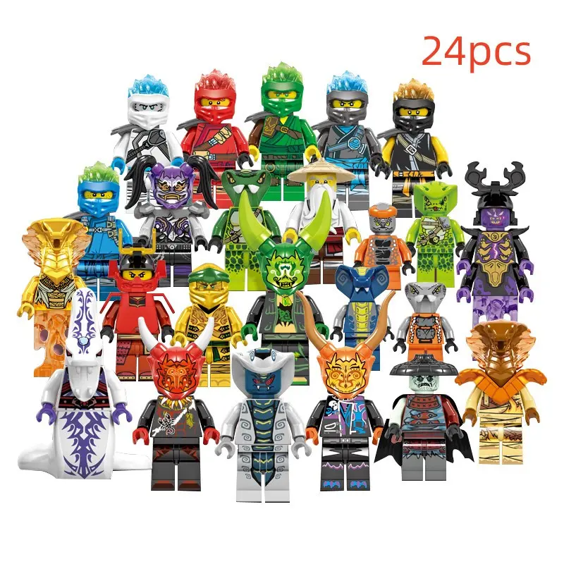 24 Pcs/set Mini Figures Kai Jay Sensei Wu Master Building Blocks Toys, Educational Construction Set for Kids, Durable Plastic Material, Buildable Blocks Kit