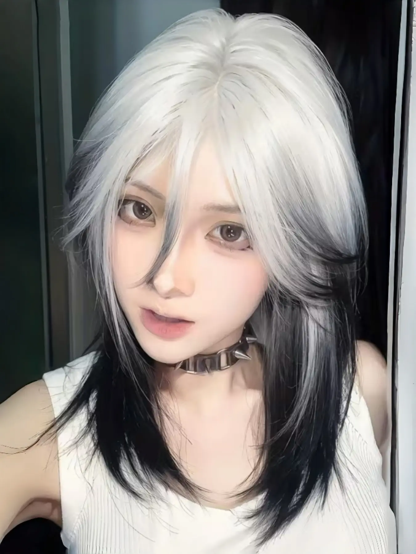 Gradient Mullet Wolf Tail Wig, Fashion Middle Part Lockbone Hair, Japanese Style Realistic Wig, Synthetic Soft Hair, Unisex, All Seasons, Hairstyle Wigs, Synthetic Wigs