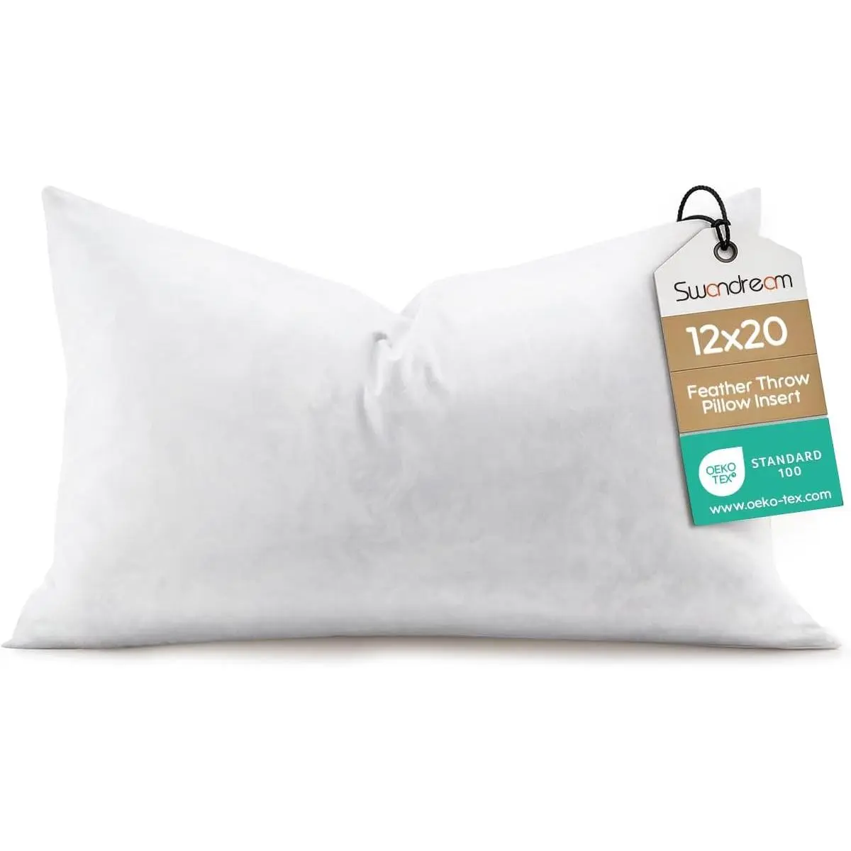 12x20 Feather Lumbar Pillow Insert Decorative Throw Pillow Insert for Covers Fuller Fit with Soft Support for Bed and Couch