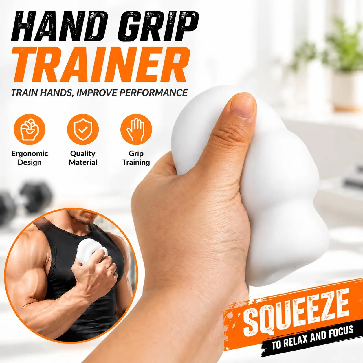 Hand Grip Strength Trainer, Finger Grasp Exercise Tool, Soft Material, Compact Portable, Ideal for Office and Home Fitness, Small Workout Equipment, Hand Gripper