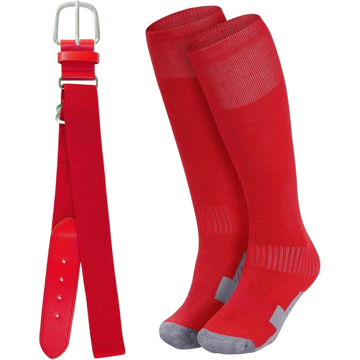 Youth Baseball Socks and Belt Combo Set Adjustable Softball Baseball Socks and Belt for Boys Girls