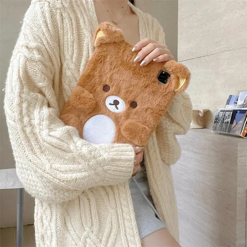 Cartoon Rilakkuma Soft Plush Tablet Cover, Drop-Proof Durable Accessory for Multiple iPads - iPad 10th Gen 10.9in, 7-9th Gen 10.2in, Air 1-6, Mini 6 8.3in, A16 Pro 11in/12.9in/13in